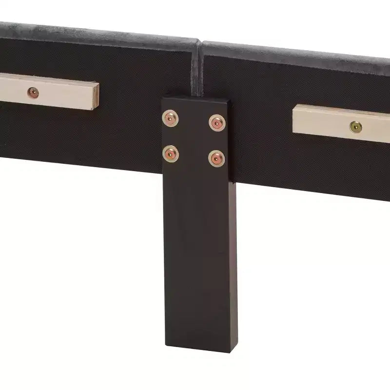 Lit plateforme capitonné en velours gris grand format