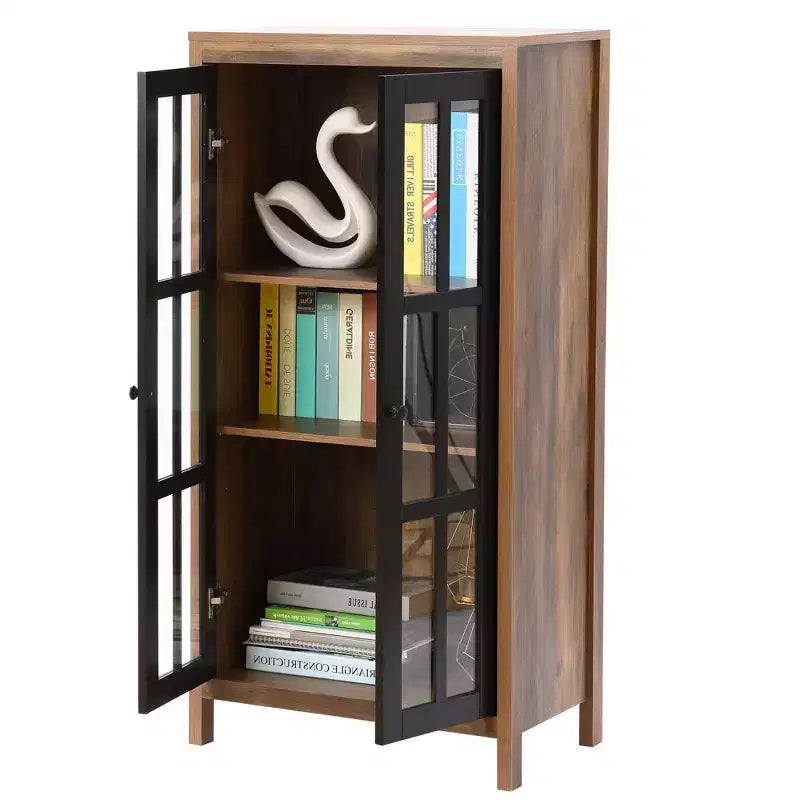Armoire de rangement vitrée de style rustique