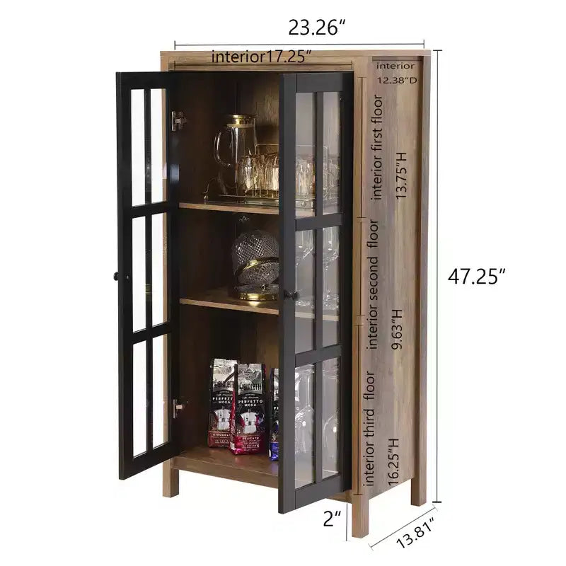 Armoire de rangement vitrée de style rustique