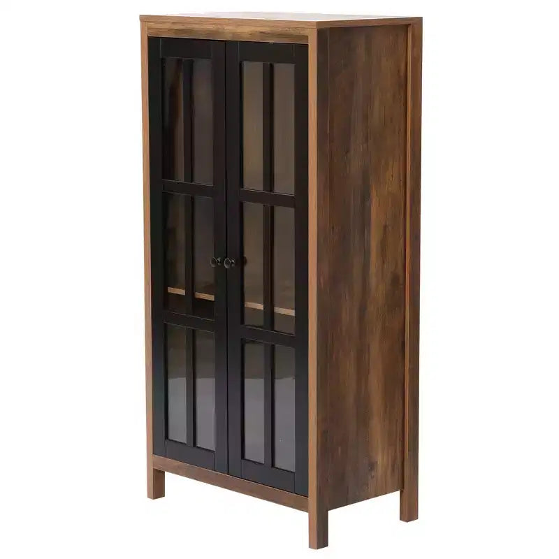 Armoire de rangement vitrée de style rustique