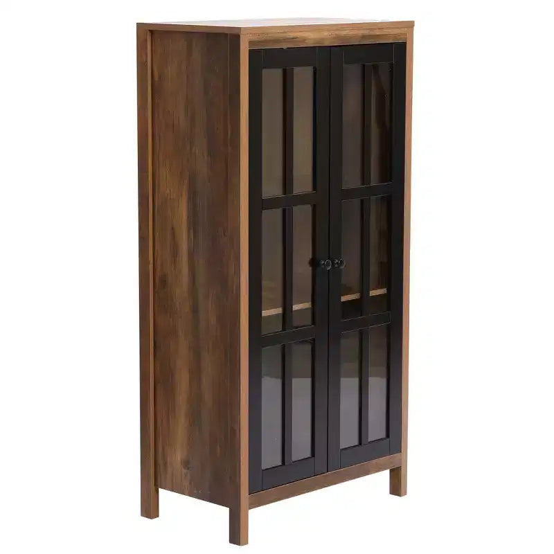 Armoire de rangement vitrée de style rustique