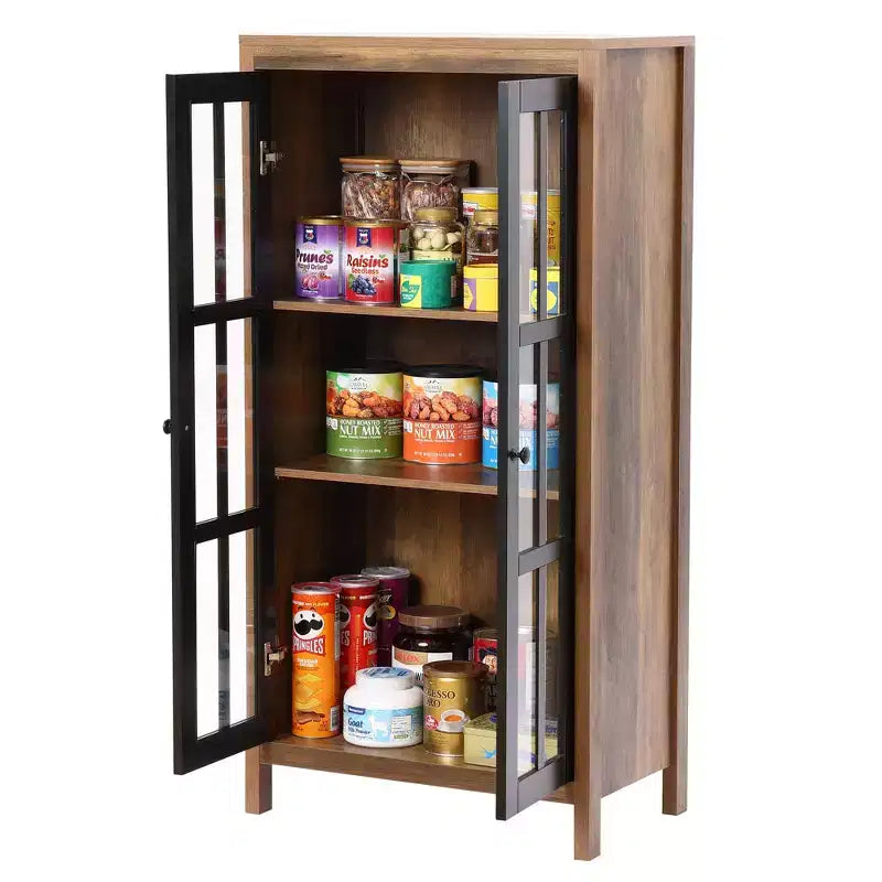 Armoire de rangement vitrée de style rustique
