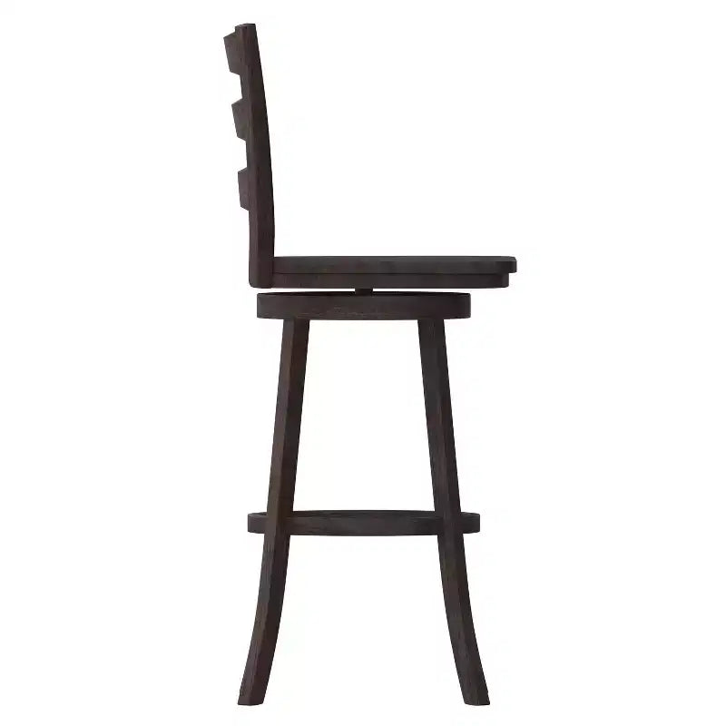 Tabouret de bar pivotant classique en bois à dossier à barreaux