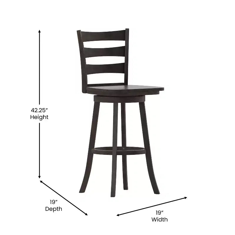Tabouret de bar pivotant classique en bois à dossier à barreaux