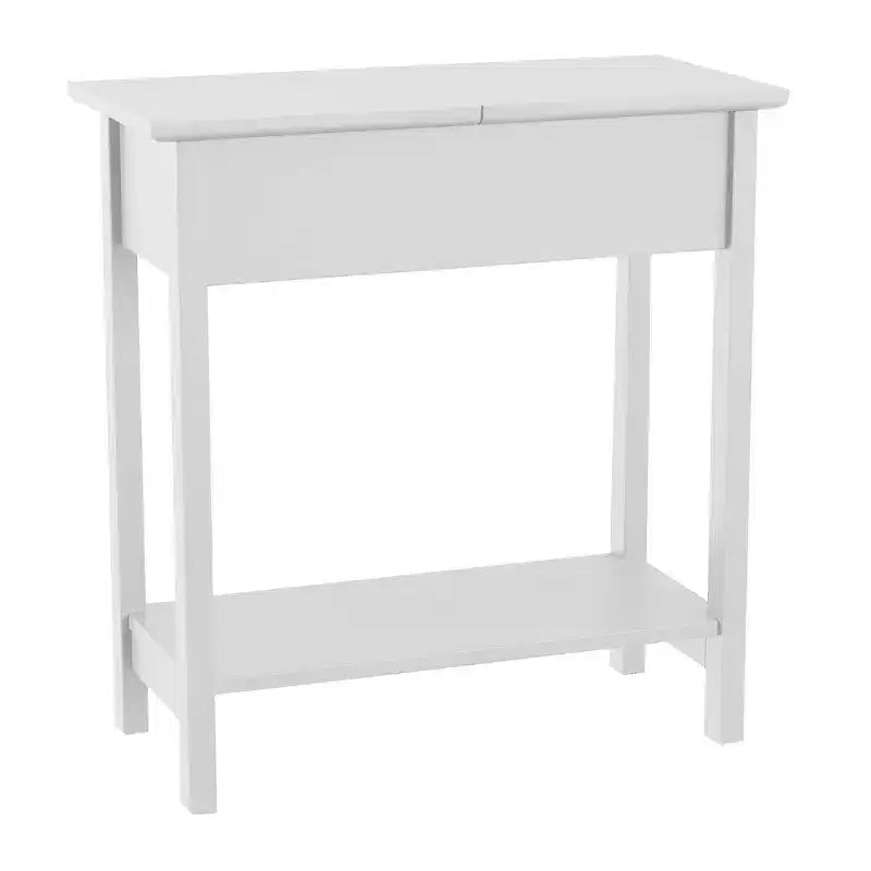 Table d'appoint étroite avec compartiment de rangement et étagère