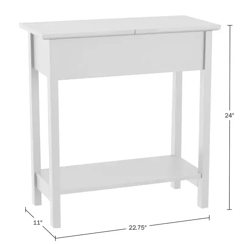 Table d'appoint étroite avec compartiment de rangement et étagère