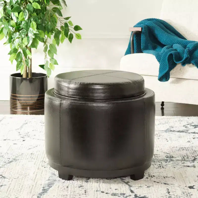Plateau rond, pouf-repose-pieds