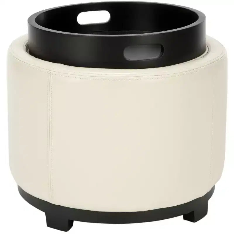 Plateau rond, pouf-repose-pieds