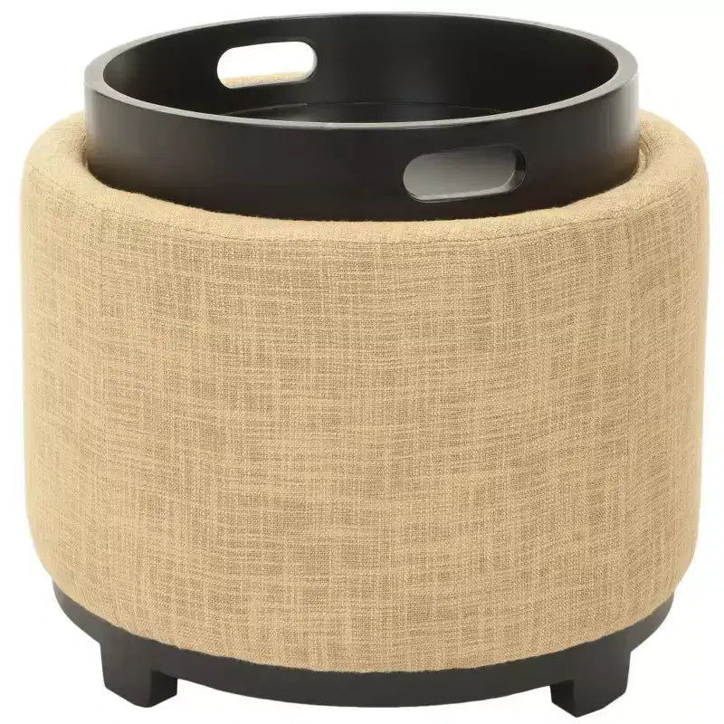 Plateau rond, pouf-repose-pieds