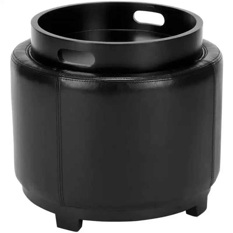 Plateau rond, pouf-repose-pieds