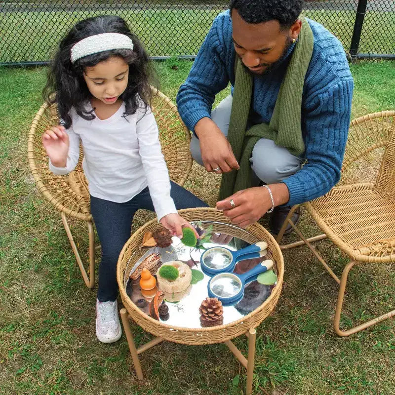 Miroir-table en rotin lavable