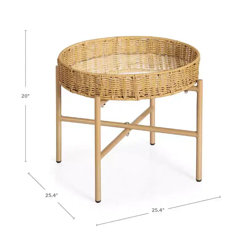 Miroir-table en rotin lavable