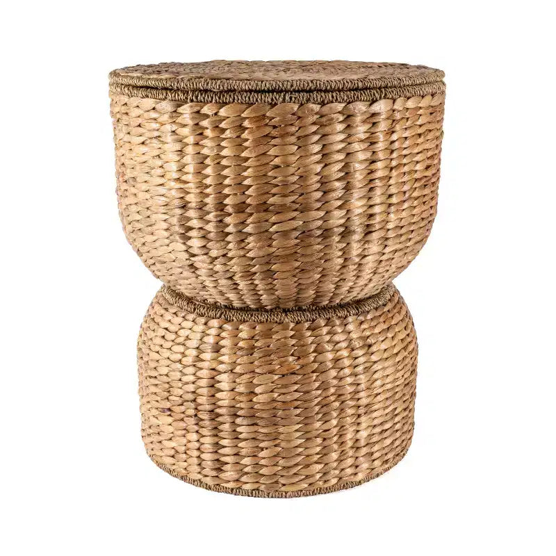 Table d'appoint de rangement tissée à la main en forme de sablier