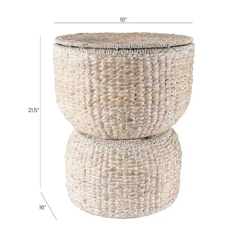 Table d'appoint de rangement tissée à la main en forme de sablier
