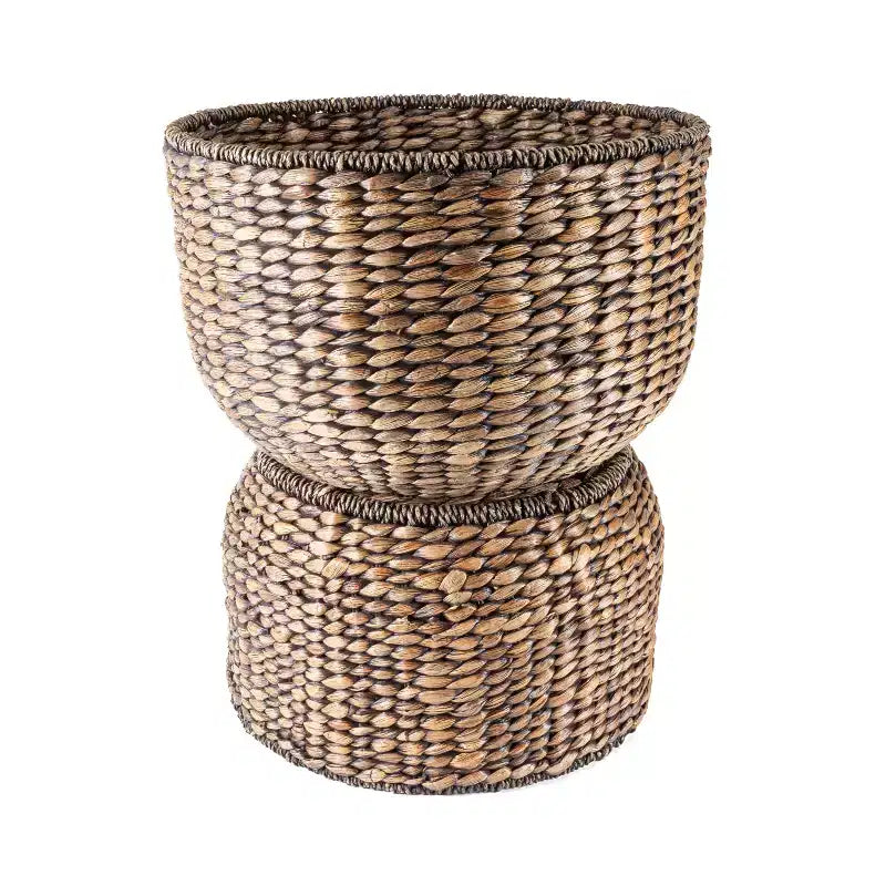 Table d'appoint de rangement tissée à la main en forme de sablier