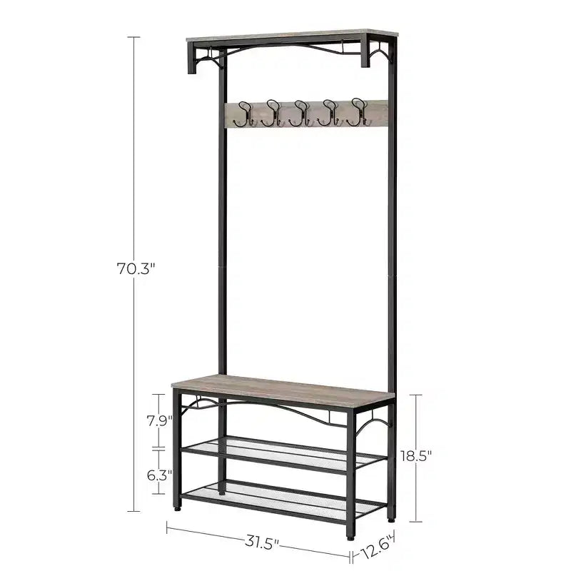 Banc à chaussures à trois niveaux et étagère de rangement