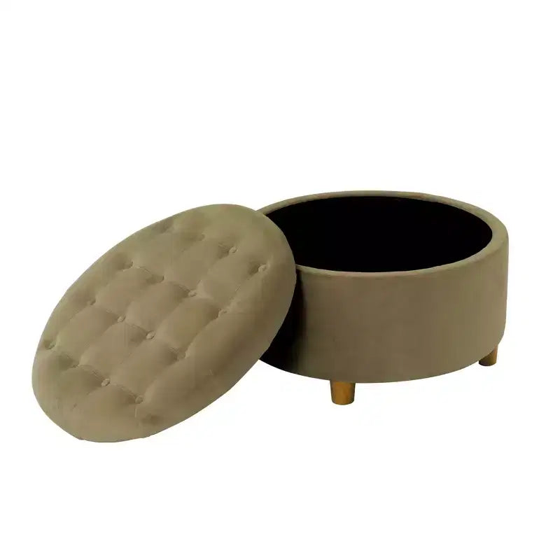 Pouffe de rangement rond capitonné