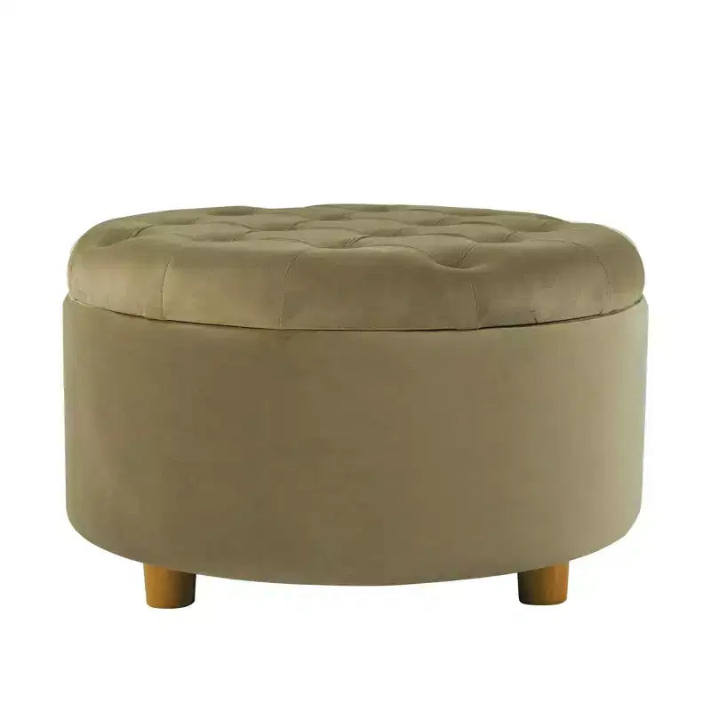 Pouffe de rangement rond capitonné