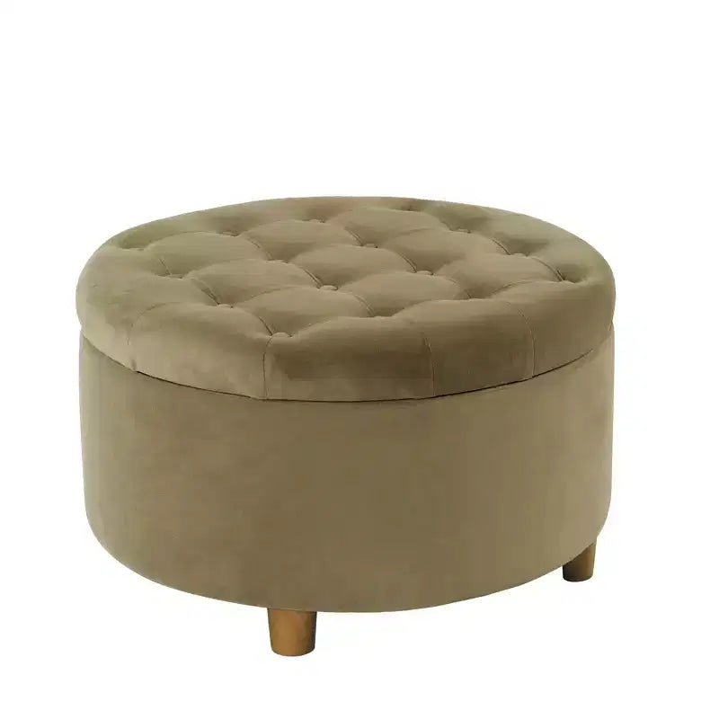Pouffe de rangement rond capitonné
