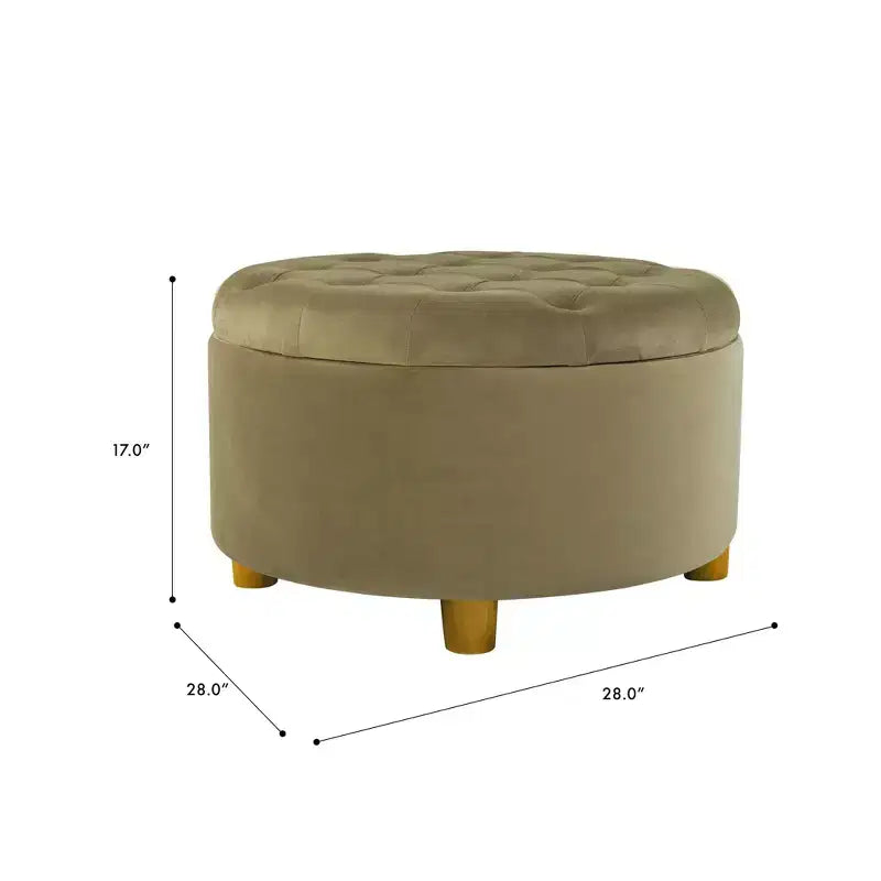 Pouffe de rangement rond capitonné