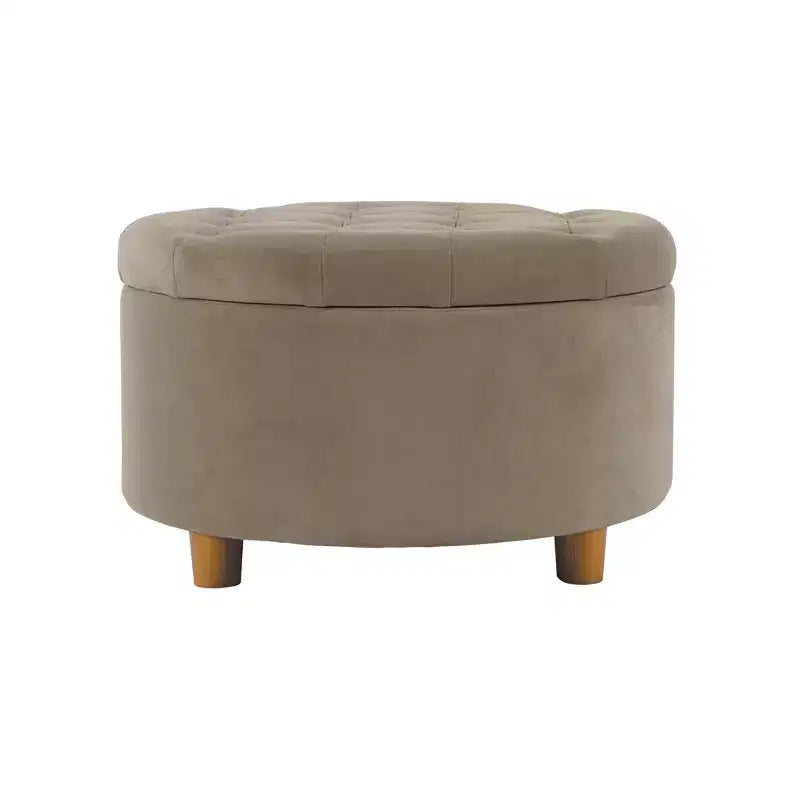 Pouffe de rangement rond capitonné