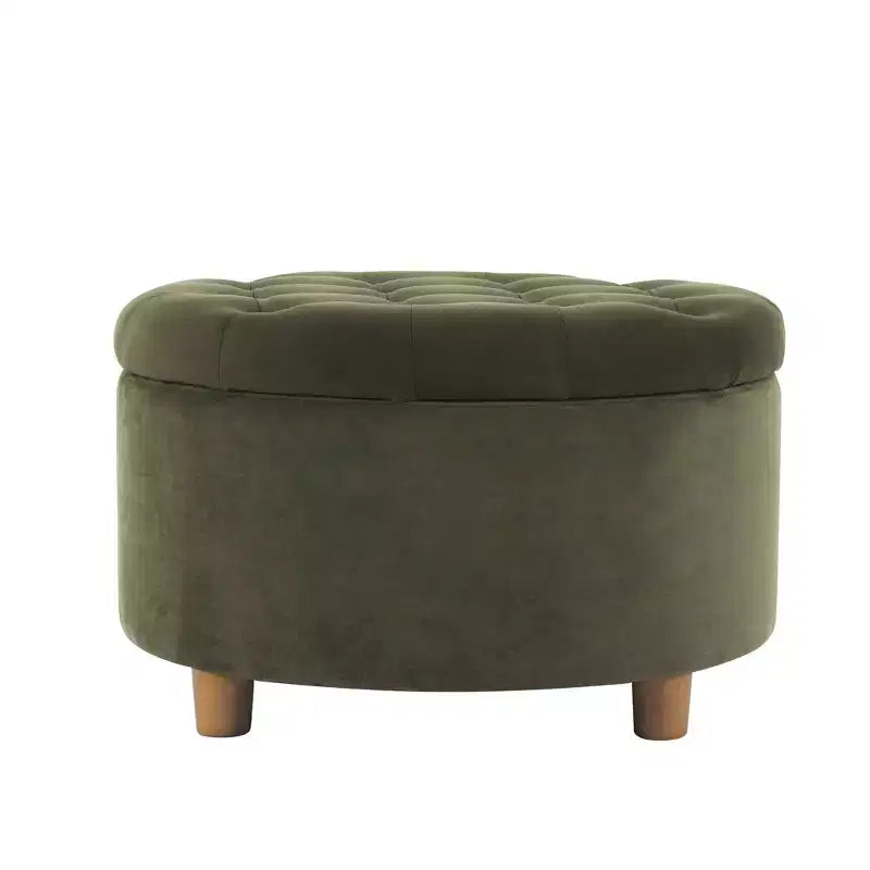 Pouffe de rangement rond capitonné