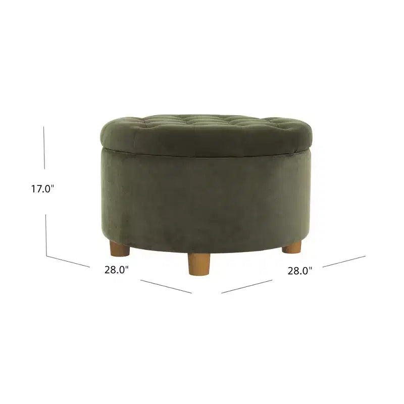 Pouffe de rangement rond capitonné