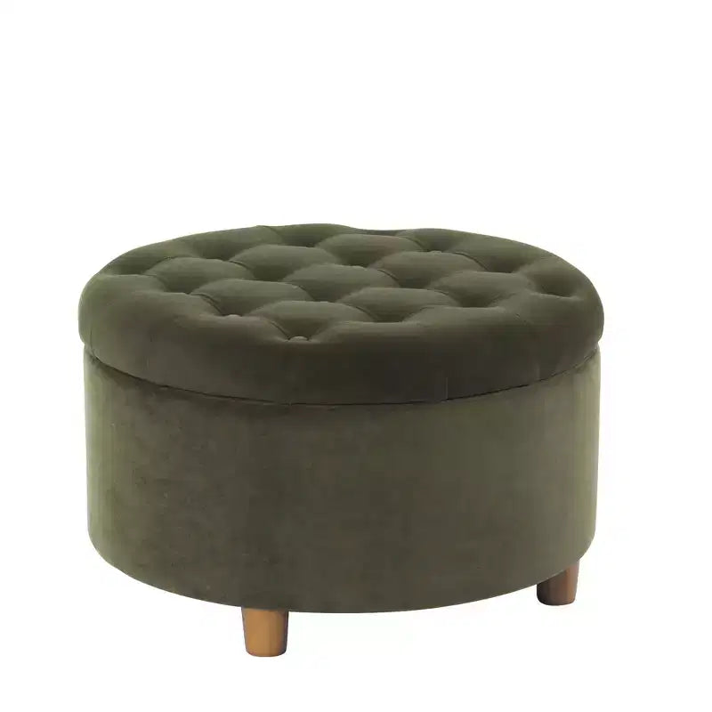 Pouffe de rangement rond capitonné