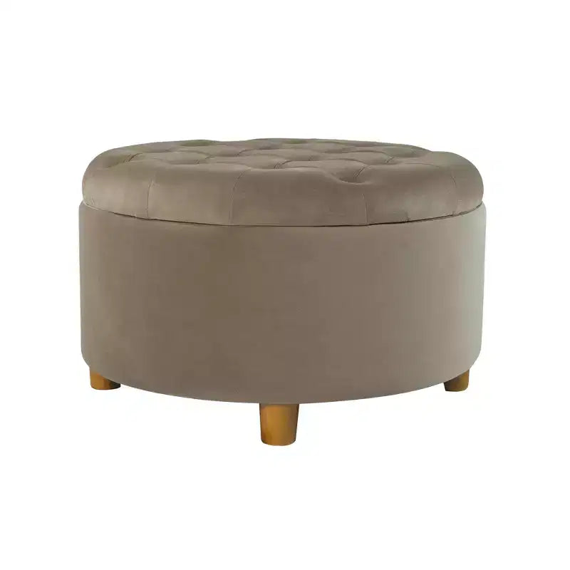 Pouffe de rangement rond capitonné