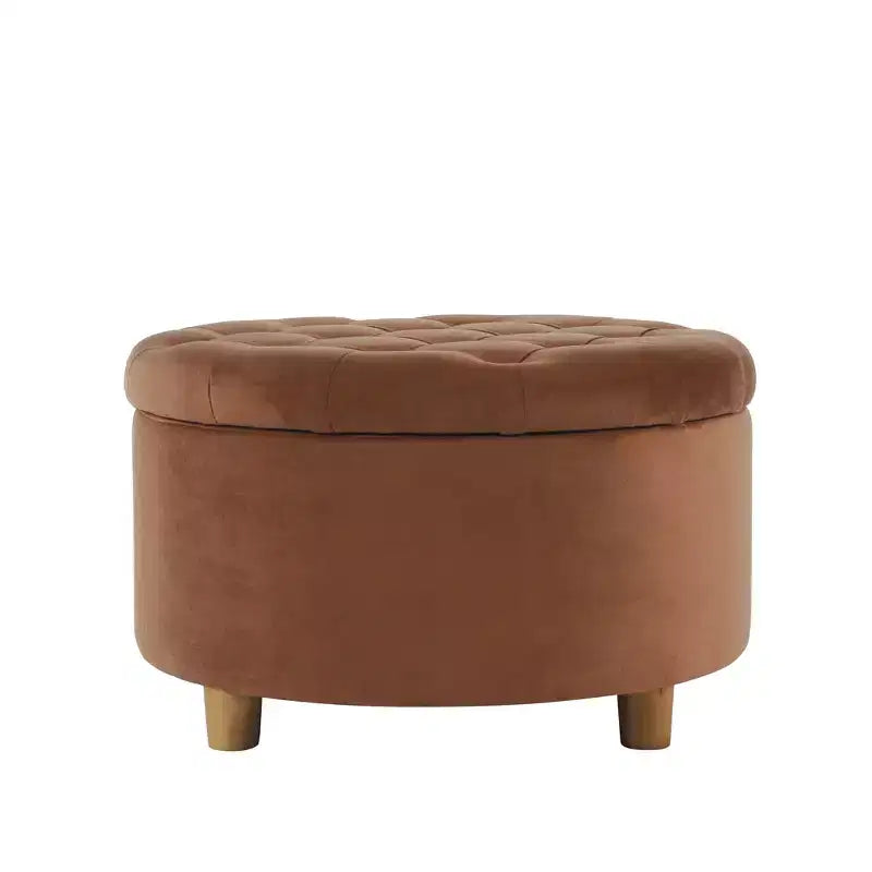 Pouffe de rangement rond capitonné