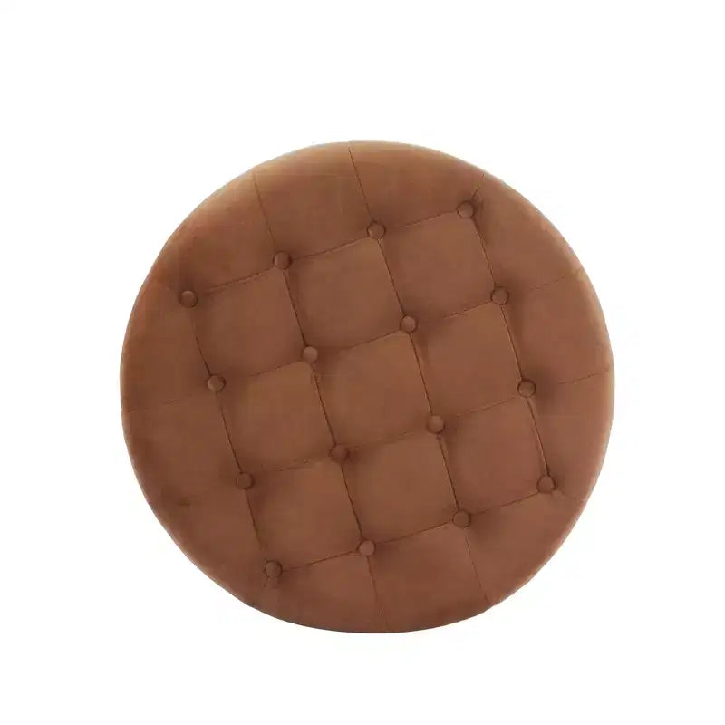 Pouffe de rangement rond capitonné