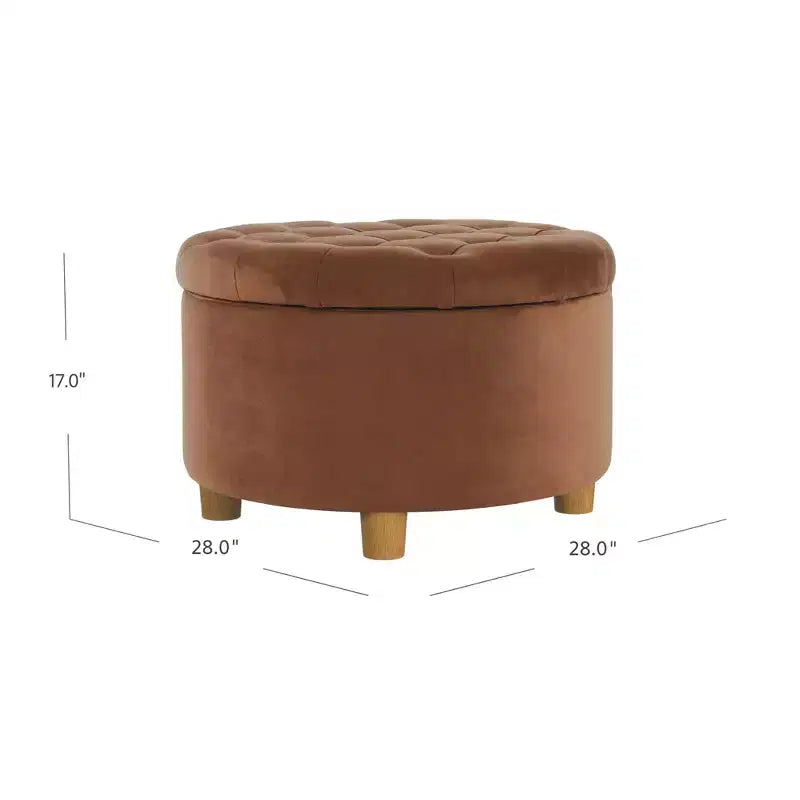 Pouffe de rangement rond capitonné