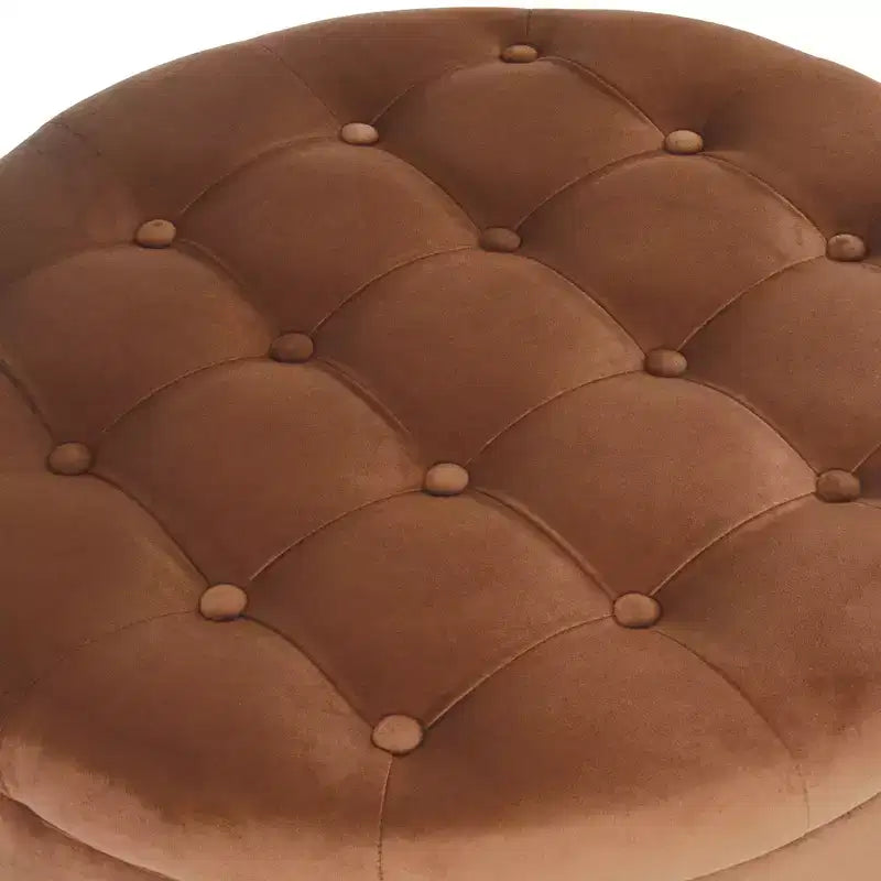 Pouffe de rangement rond capitonné