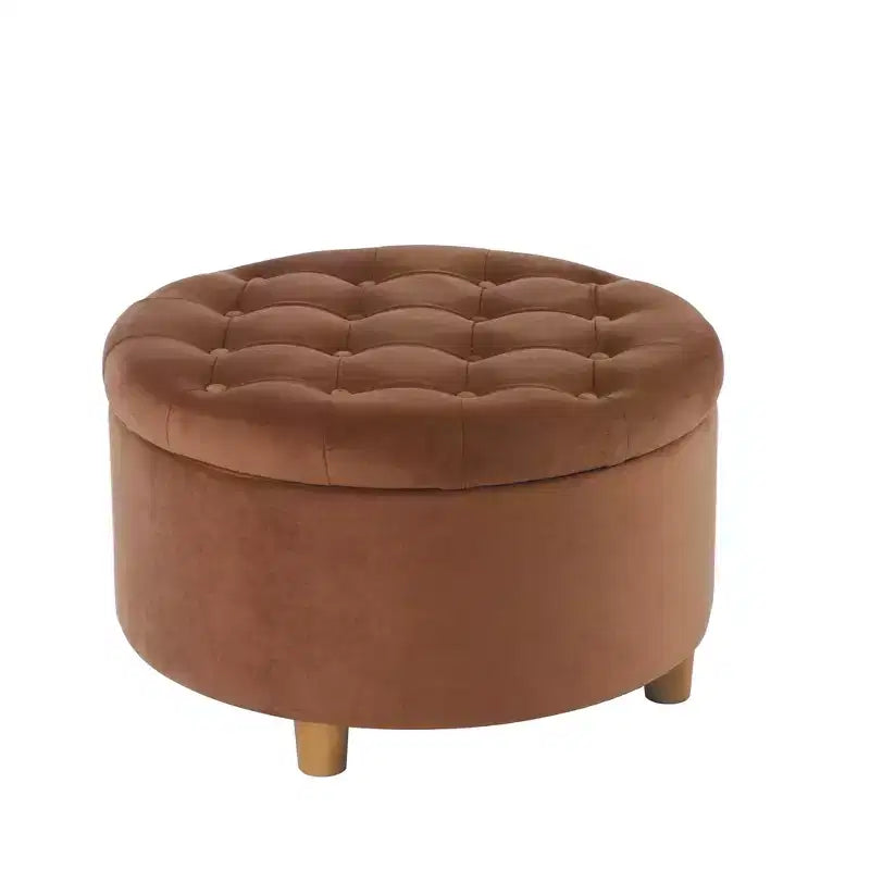 Pouffe de rangement rond capitonné