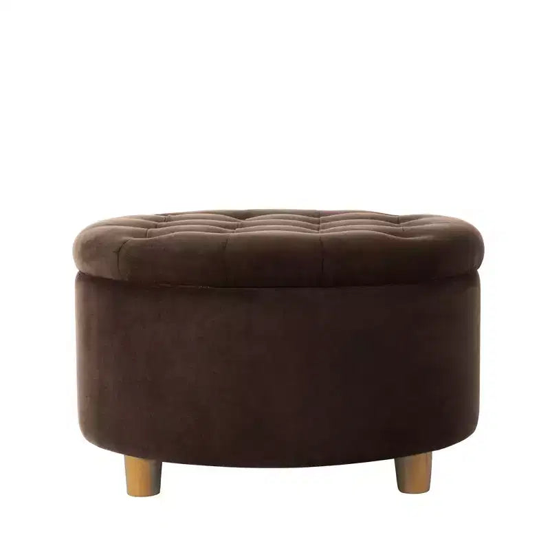 Pouffe de rangement rond capitonné