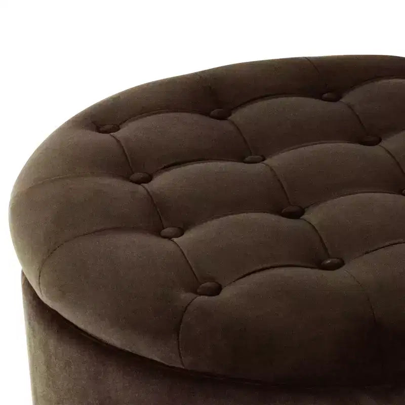 Pouffe de rangement rond capitonné