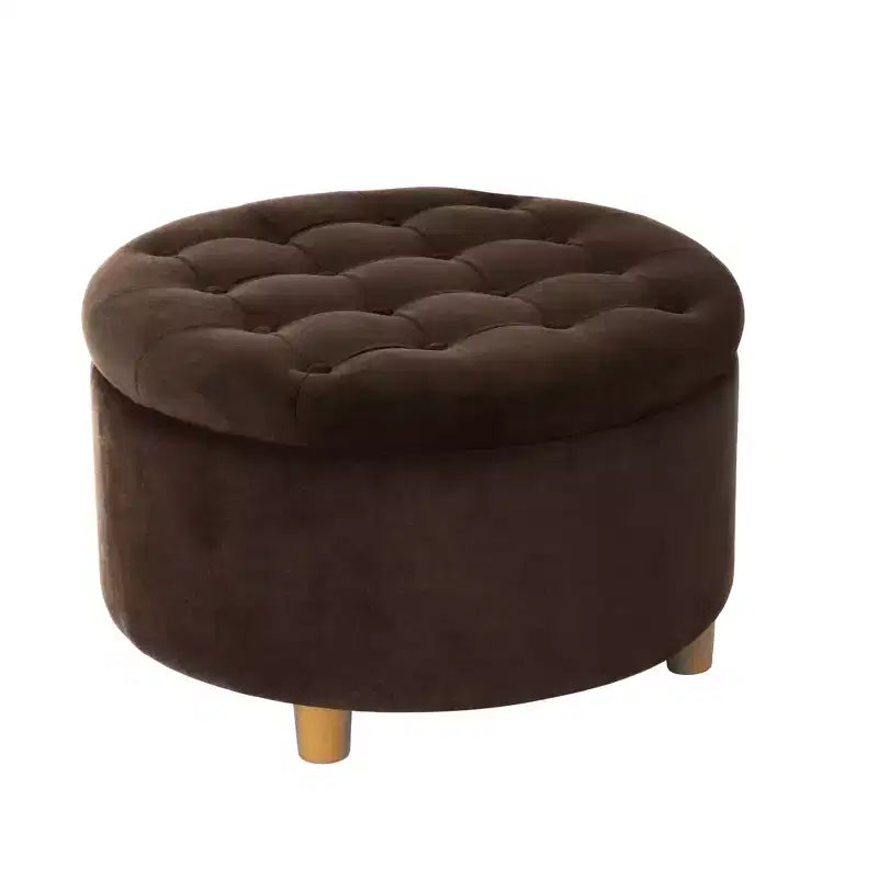 Pouffe de rangement rond capitonné
