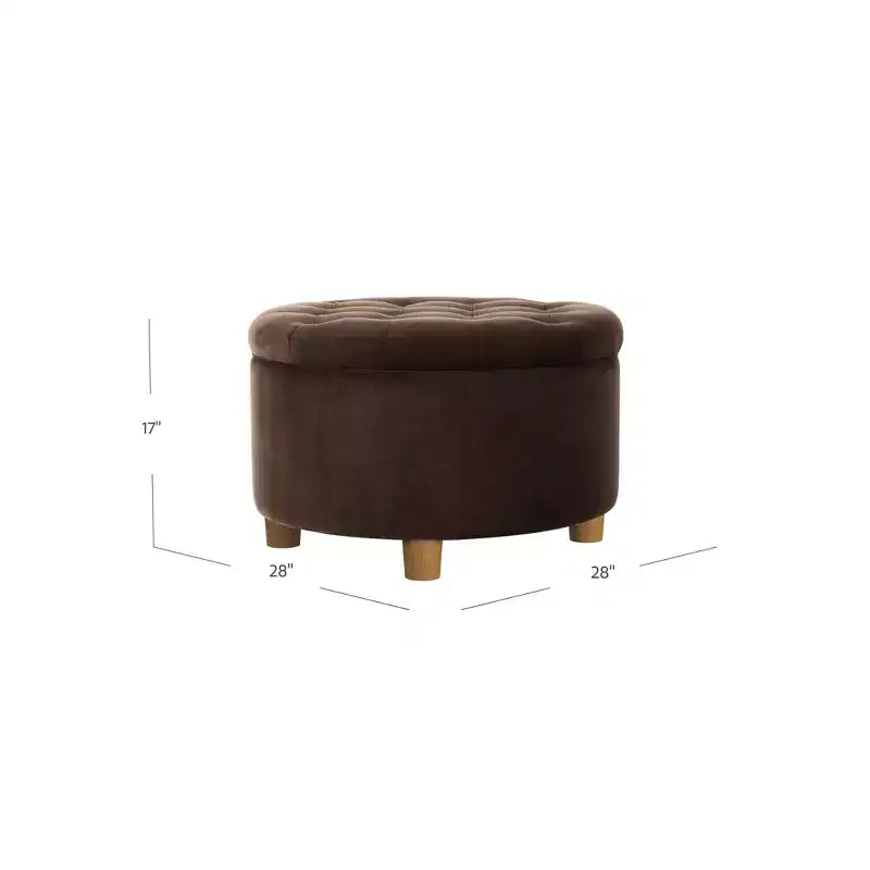 Pouffe de rangement rond capitonné