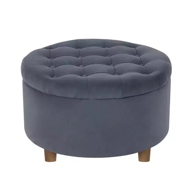 Pouffe de rangement rond capitonné
