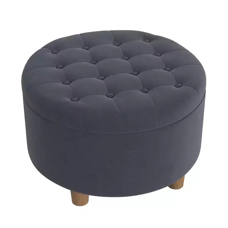 Pouffe de rangement rond capitonné