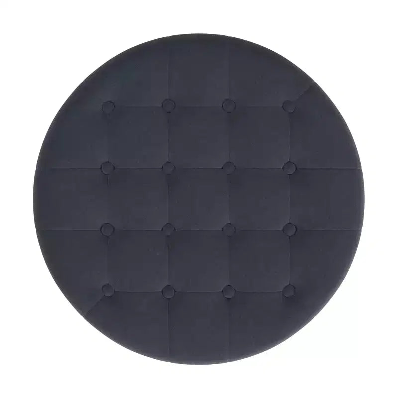 Pouffe de rangement rond capitonné