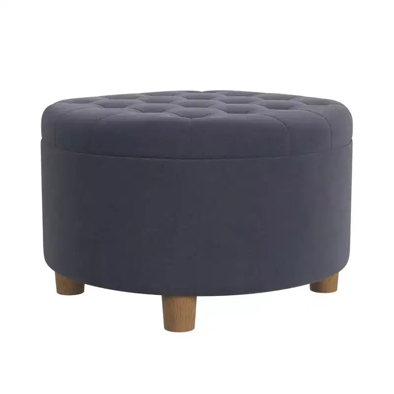 Pouffe de rangement rond capitonné
