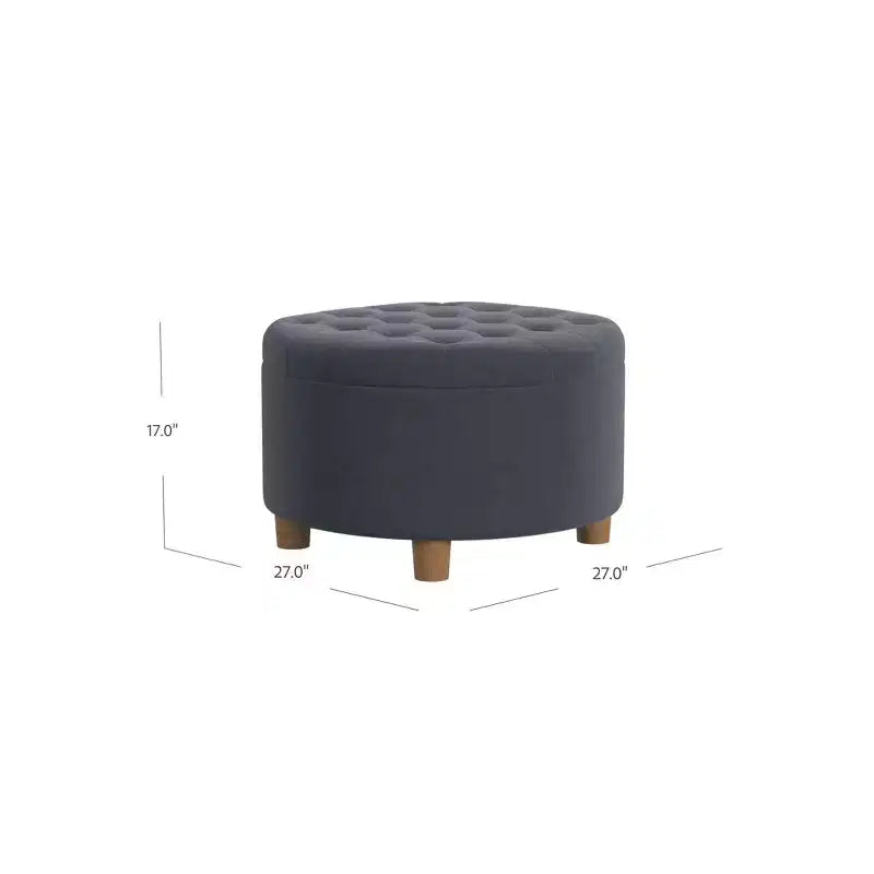 Pouffe de rangement rond capitonné