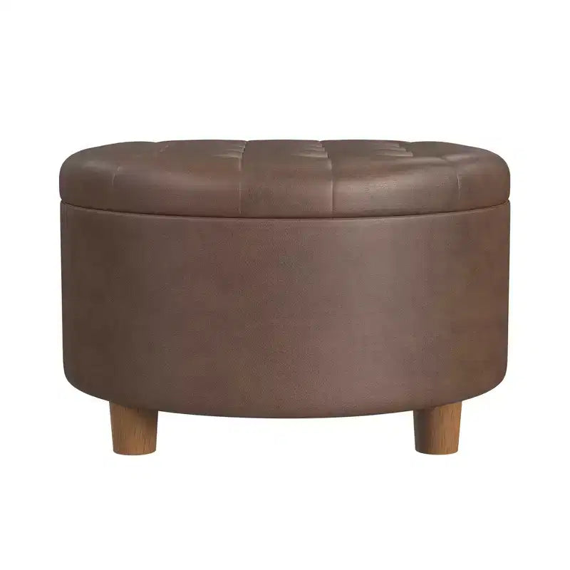 Pouffe de rangement rond capitonné