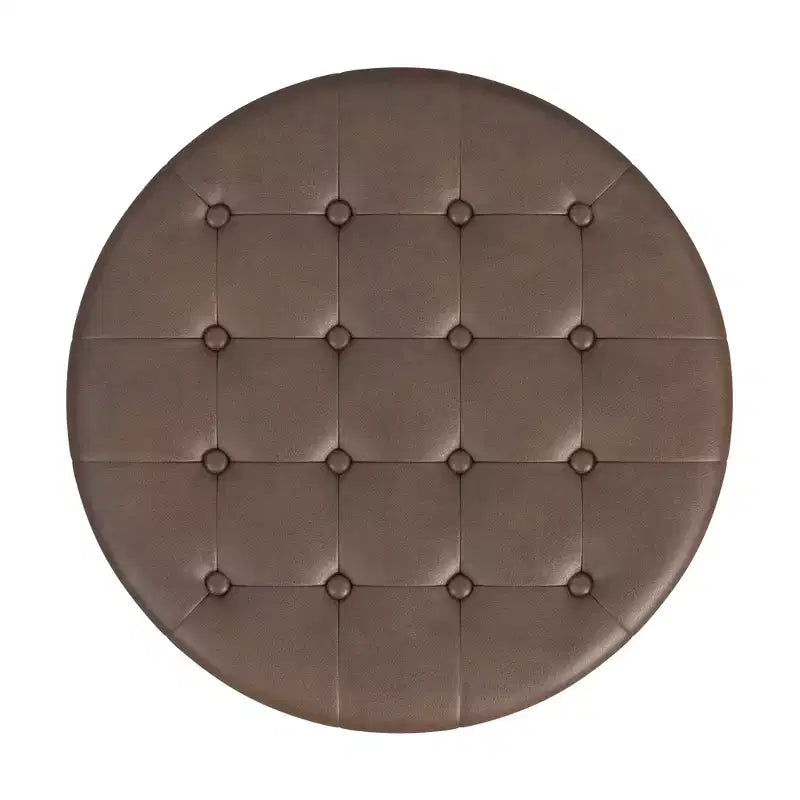 Pouffe de rangement rond capitonné