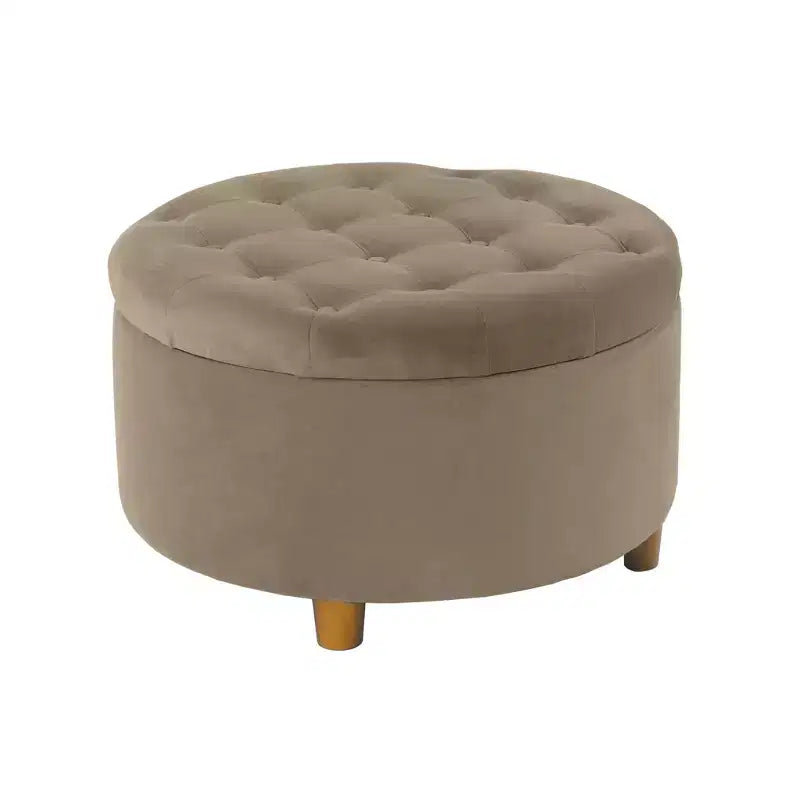 Pouffe de rangement rond capitonné