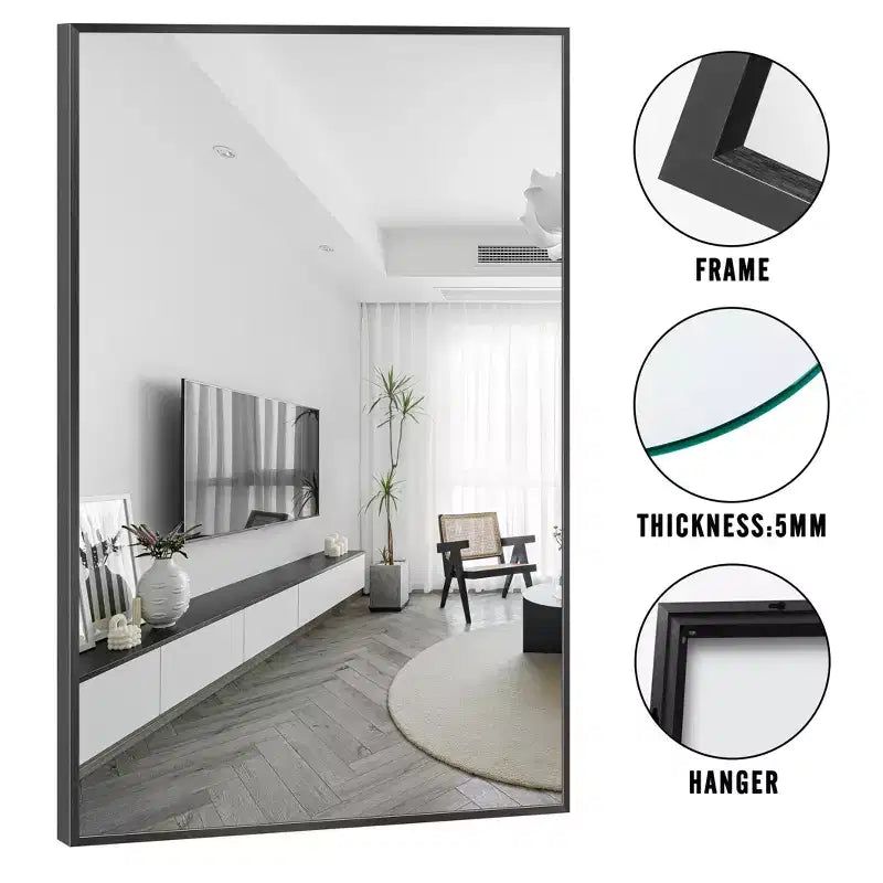 Miroir mural décoratif rectangulaire noir moderne