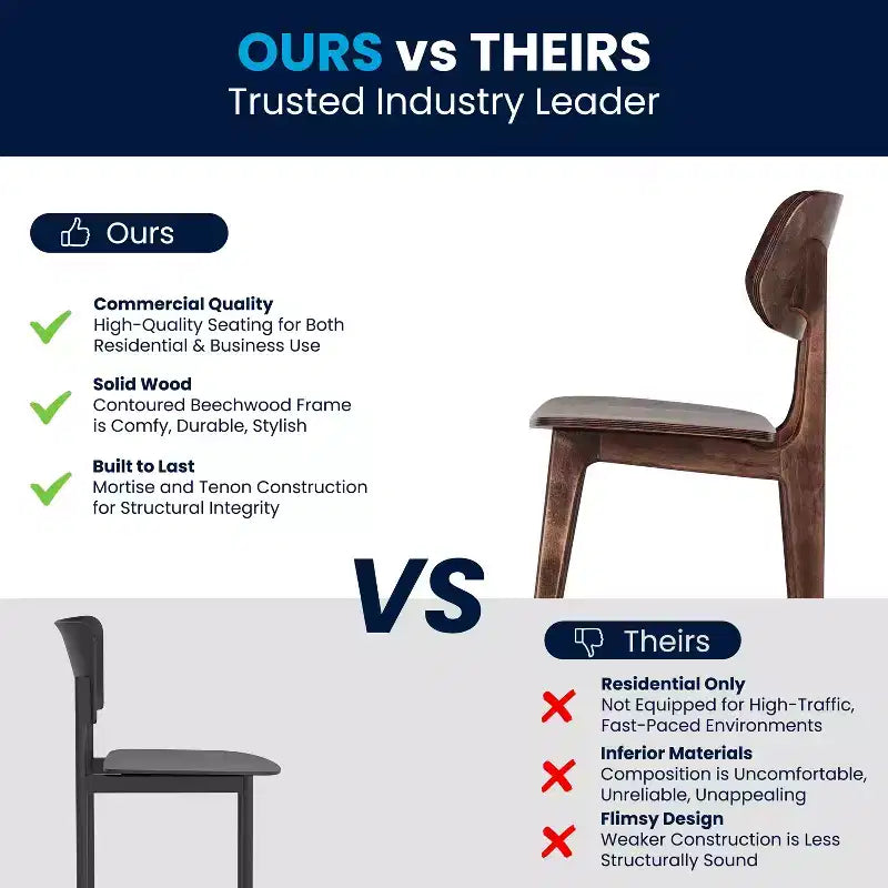 Chaises de salle à manger en bois massif de qualité commerciale