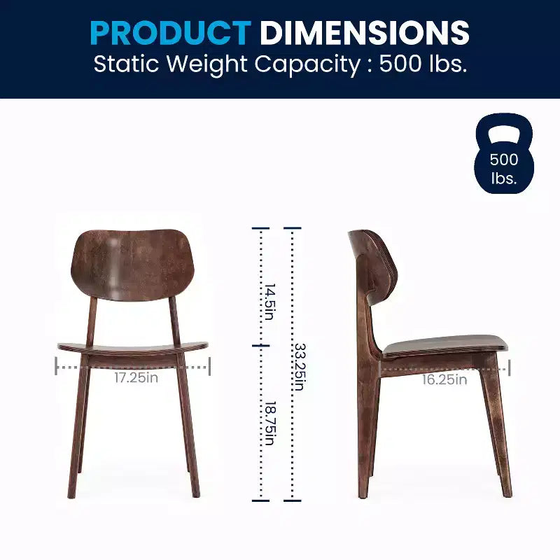 Chaises de salle à manger en bois massif de qualité commerciale