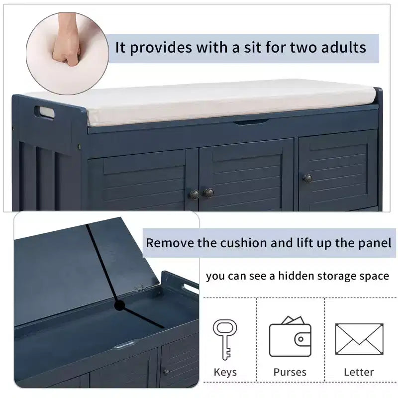 Banc de rangement en bois